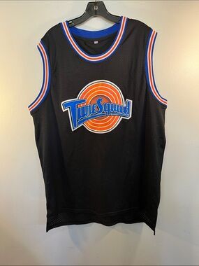Jordan Black Tune Squad Basketball Jersey with Orange & Blue Logo